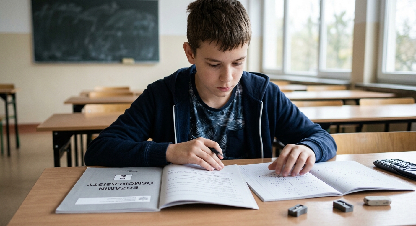 uczeń pisze egzamin ósmoklasisty